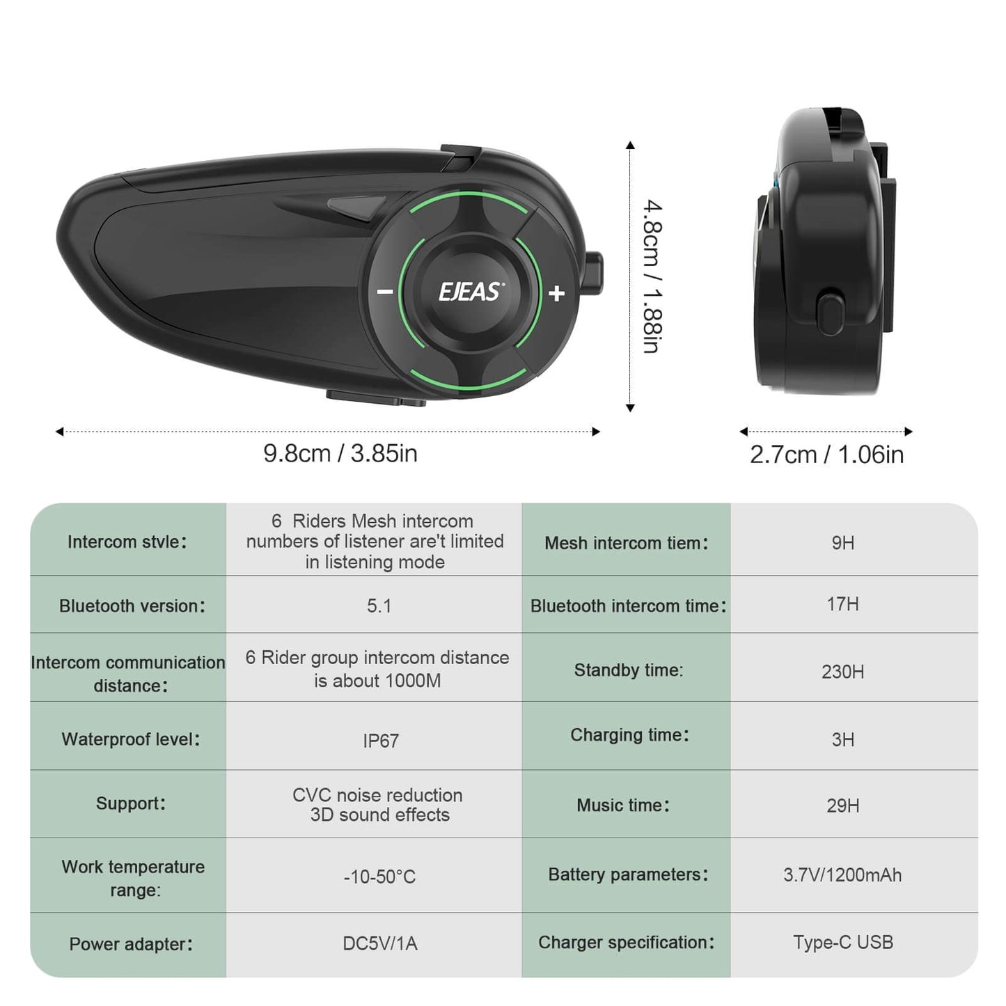 EJEAS Q8 MOTORCYCLE MESH INTERCOM