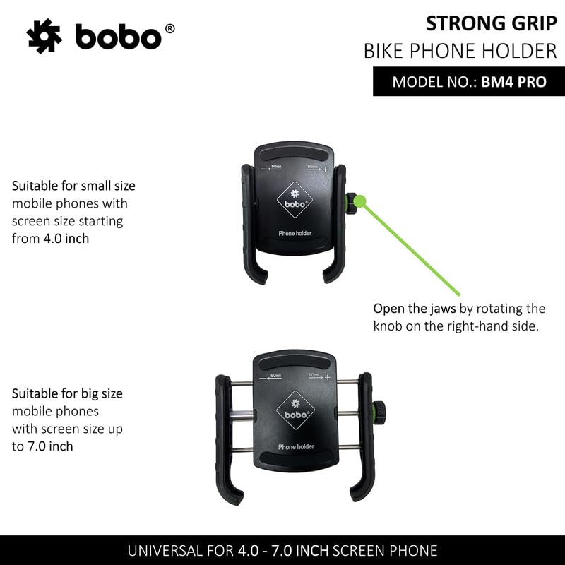 Destination Moto BOBO BM4 PRO Jaw-Grip Bike Phone Holder with Vibration Controller Motorcycle Mobile Mount