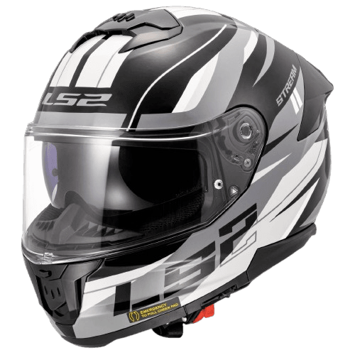 Destination Moto LS2 FF320 STREAM II BOLT MATT BLACK WHITE HELMET