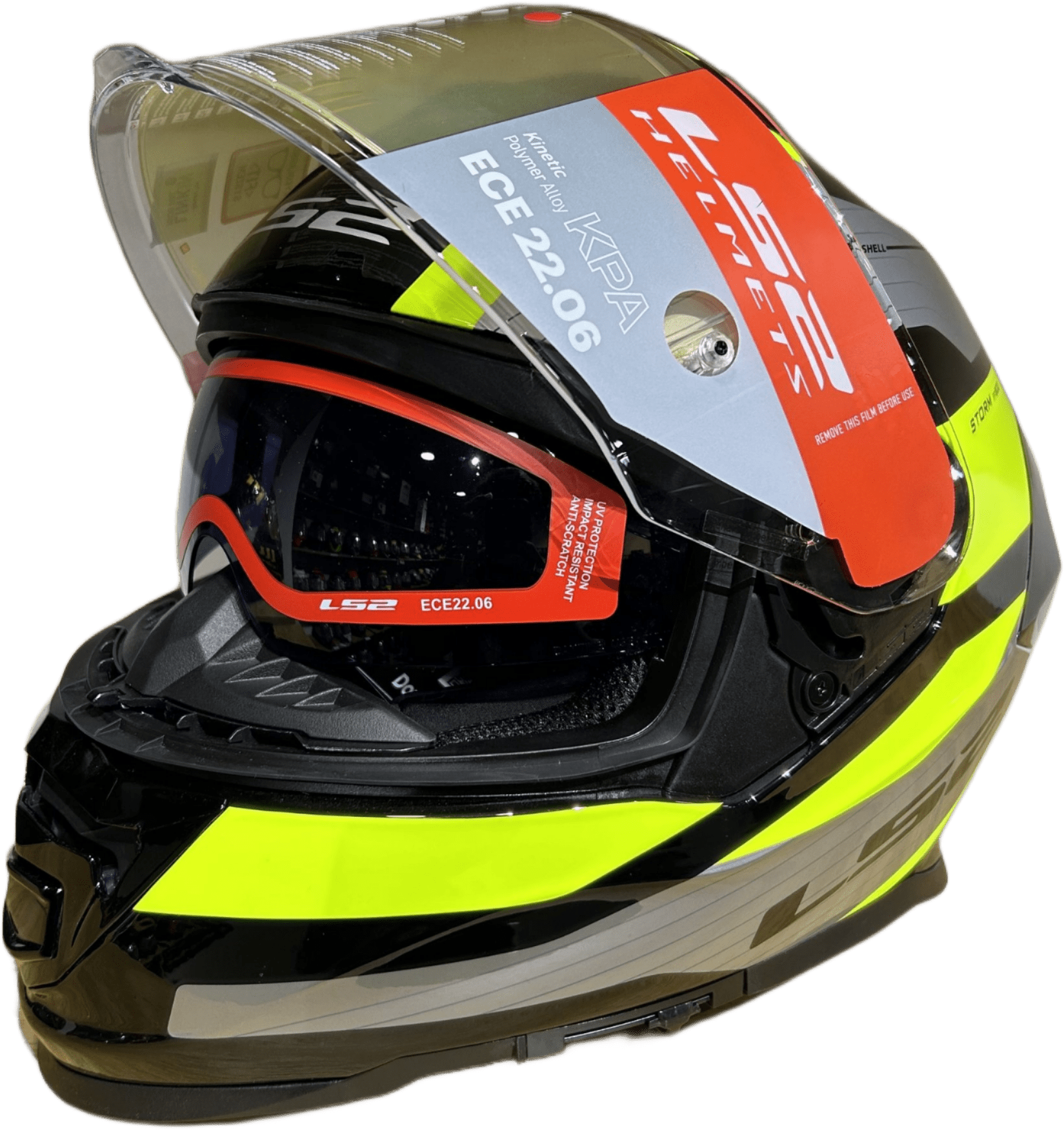 Destination Moto LS2 FF800 Storm II Rocker Silver Hi Viz Yellow Gloss Helmet