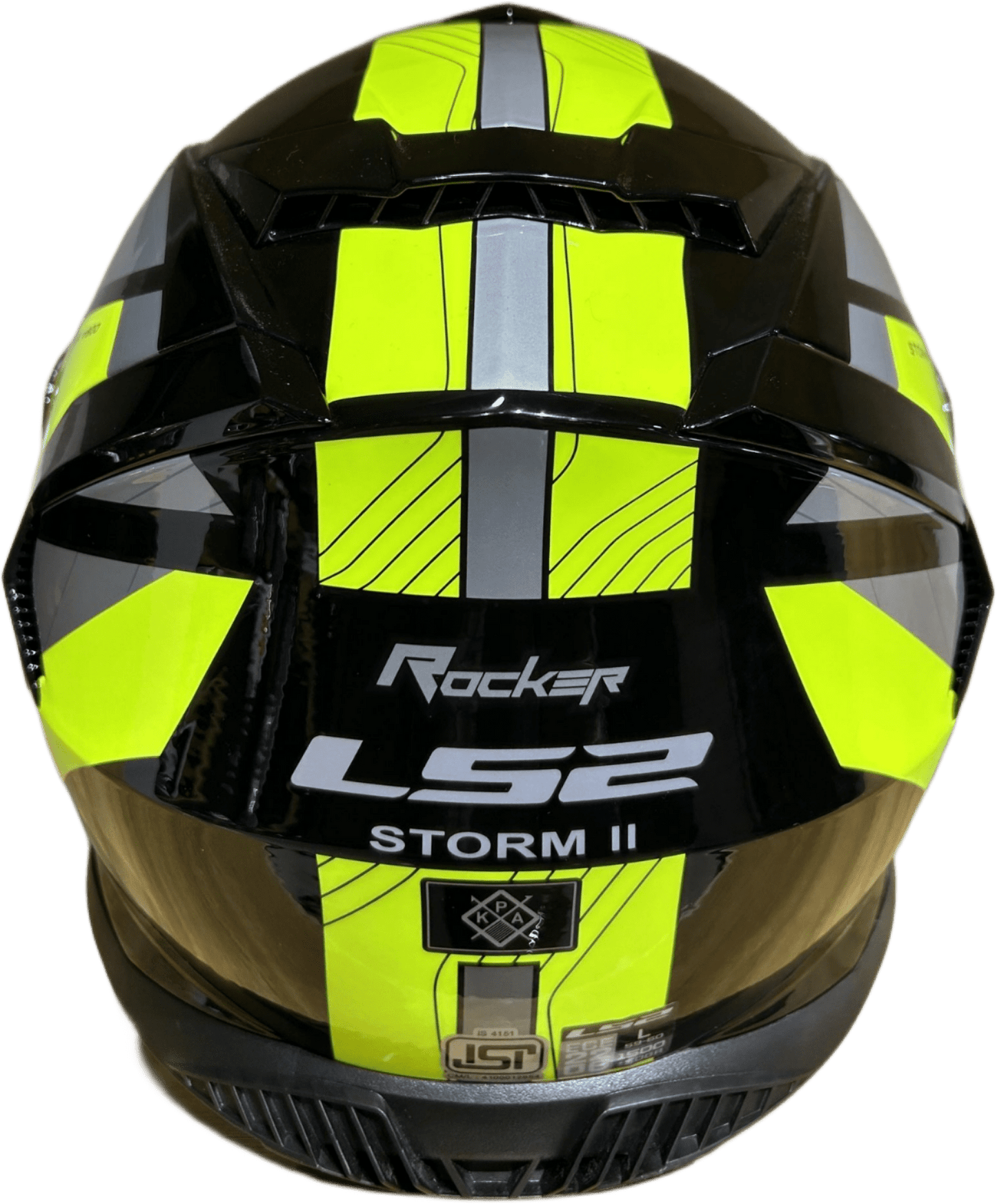 Destination Moto LS2 FF800 Storm II Rocker Silver Hi Viz Yellow Gloss Helmet