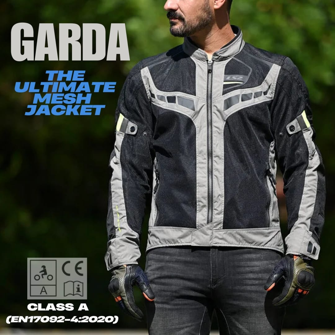 Destination Moto LS2 GARDA AIR MAN RIDING JACKET BLACK HIVIZ GREEN