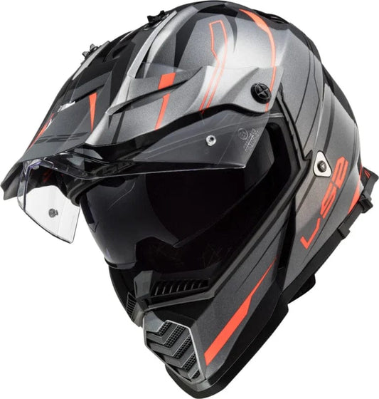 Destination Moto LS2 MX436 PIONEER EVO Knight Gloss Titanium Orange Helmet