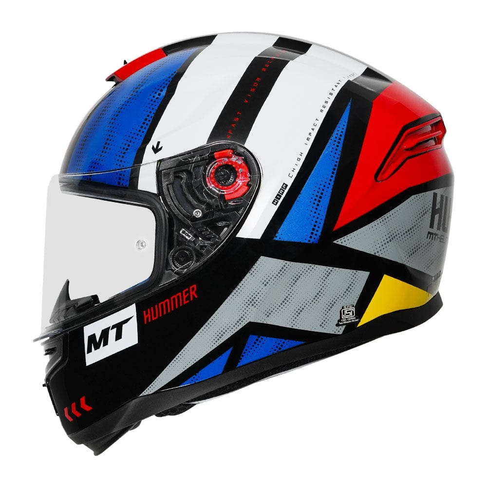 Destination Moto MT HUMMER FLEX GLOSS WHITE BLUE RED HELMET