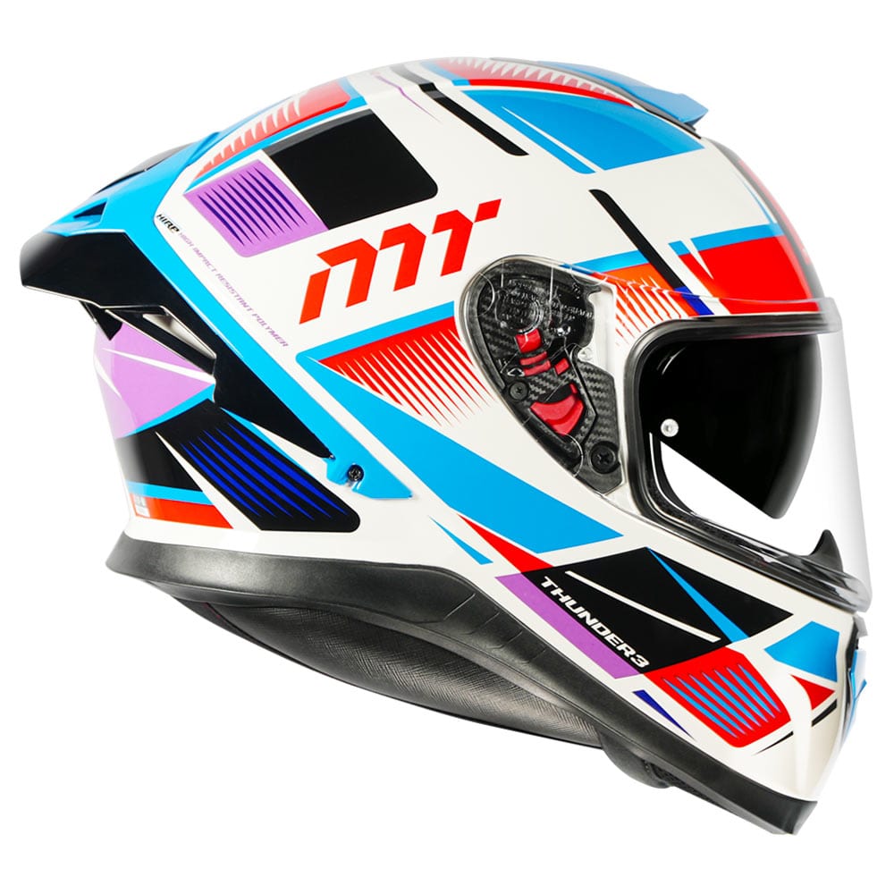 Destination Moto MT THUNDER 3 SV PRO SYNTHEX GLOSS WHITE BLUE RED HELMET