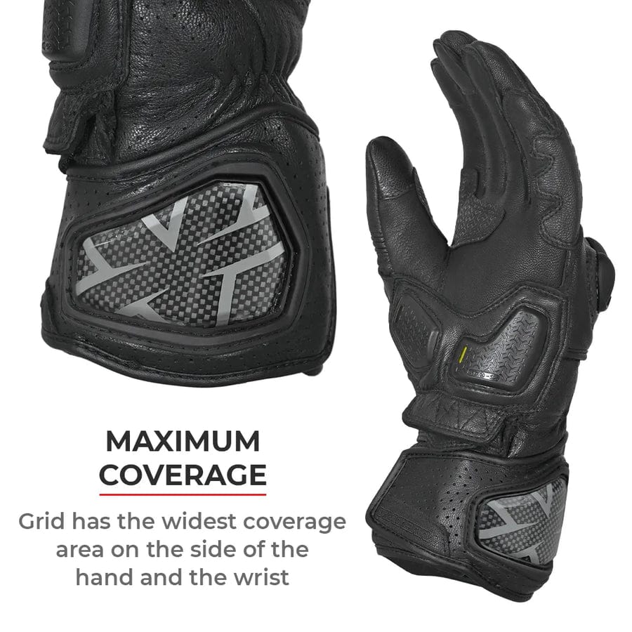 Destination Moto VIATERRA GRID – FULL GAUNTLET MOTORCYCLE RIDING GLOVES (BLACK NEON)