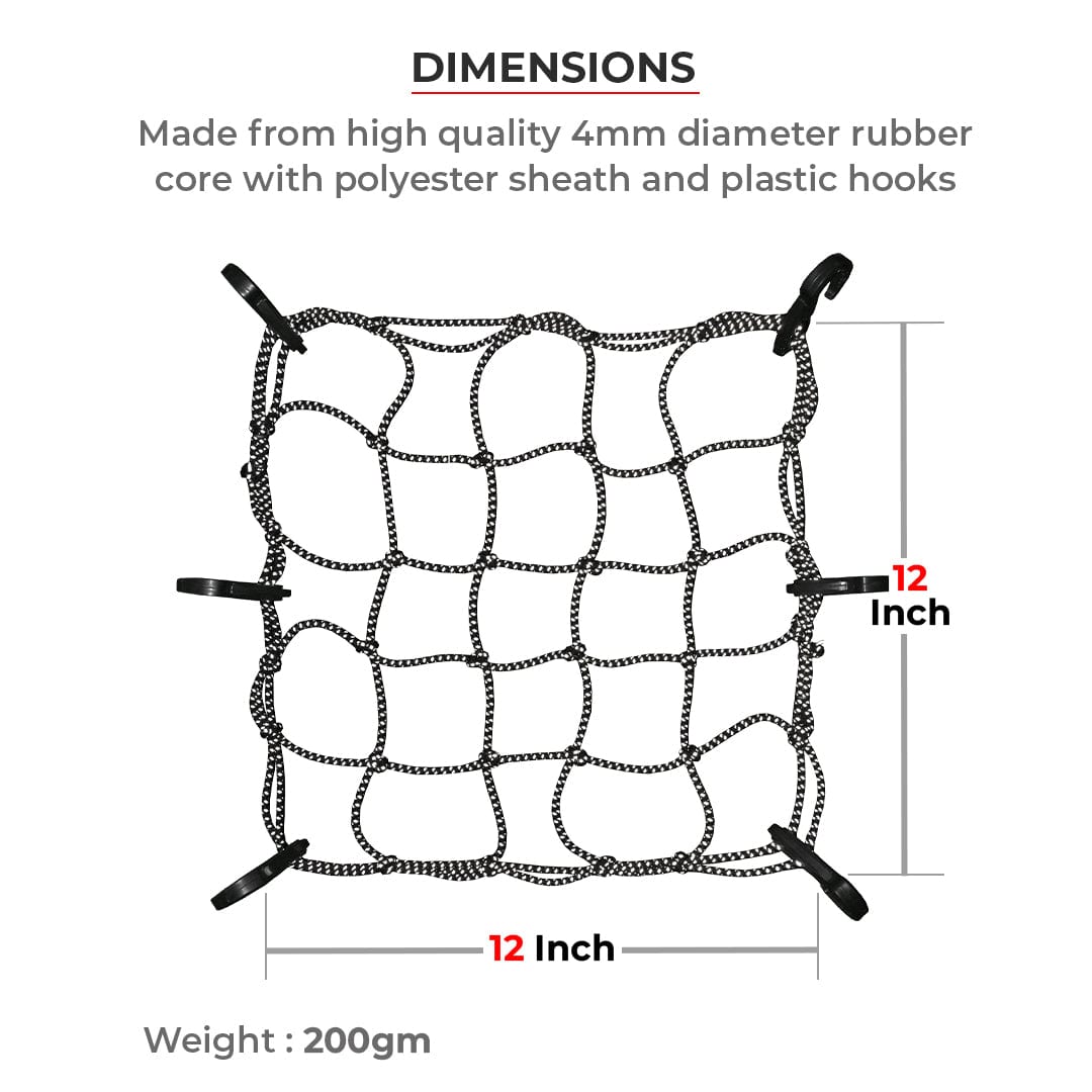 Destination Moto VIATERRA REFLECTIVE BUNGEE TIE DOWN NET (12″ X 12″)