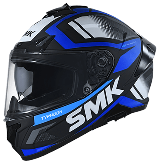 Destination Moto SMK Typhoon Helmet Thorn Gloss Black Blue White GL251